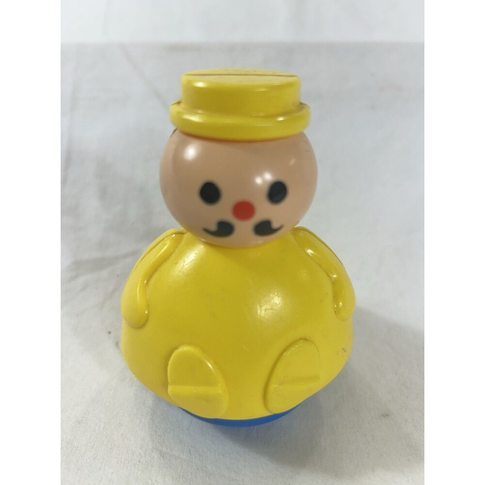 Vintage Fisher Price Roly Poly Yellow Man Butcher Toy